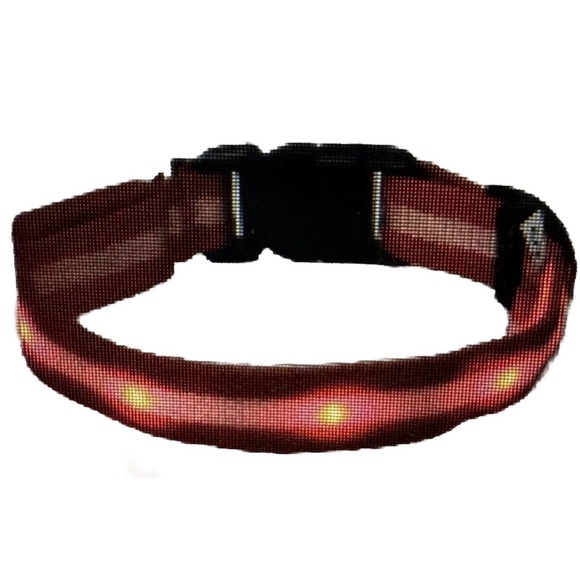Dog LED Collar Blinking Night Flashing Light Up Glow Adjustable Pet Safety - Picture 1 of 5